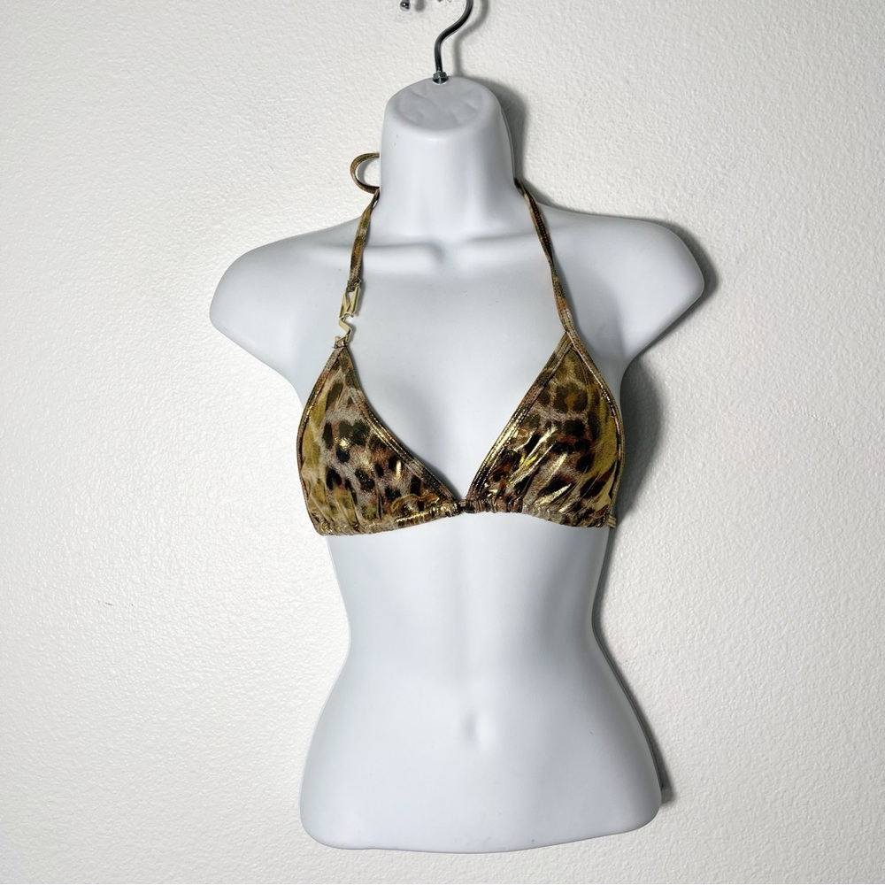 NEW Melissa Simone Halle Beach Bikini Top in Gold Leopard Size Medium